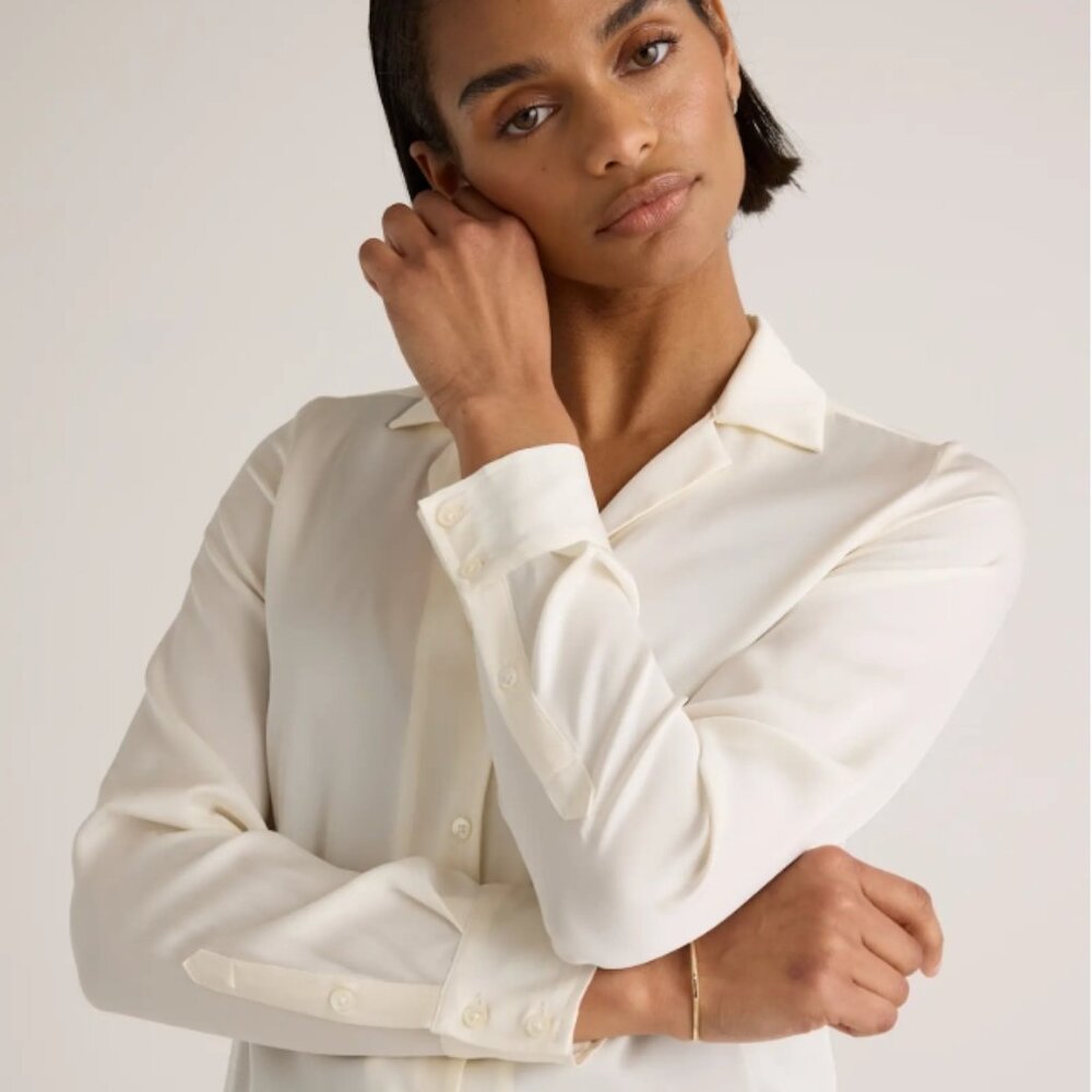 Washable Stretch Silk Notch Collar Blouse - Picture 5 of 10